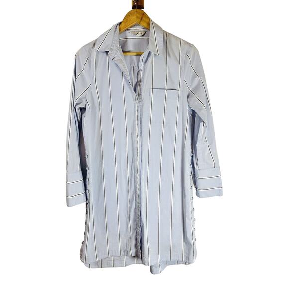 Club Monaco Strawberta Quiet Luxury Striped Shirt Dress Buttons Woman’s 6 GUC - Picture 2 of 9